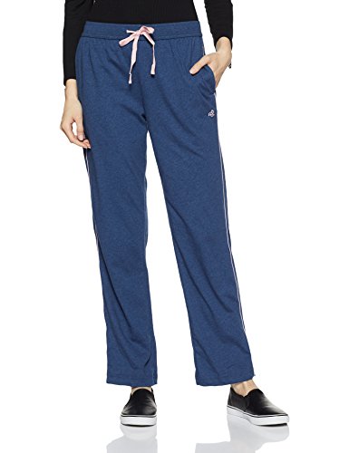 Image of Jockey 1305 Women's Super Combed Cotton Rich Relaxed Fit Mid Rise Trackpants with Contrast Side Piping and Pockets