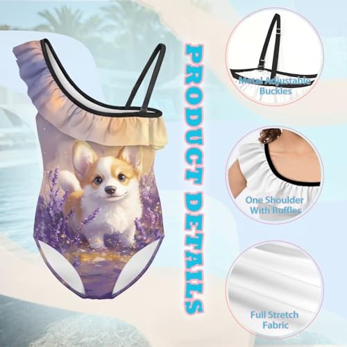 Image of Girls One Piece Swimsuits Size 3-14 Trendy Ruffle Bathing Suit Casual Hawaiian Summer Beach Swimwear