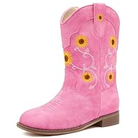 Motasha Cowboy Boots Toddler Girl Floral Western Cowgirl Boots Dress Girls' Boot Pink Little Kids 4 Year Old Size 9 Embroidered Birthday Party Dance (M7125 Sf Rose Pink 9)
