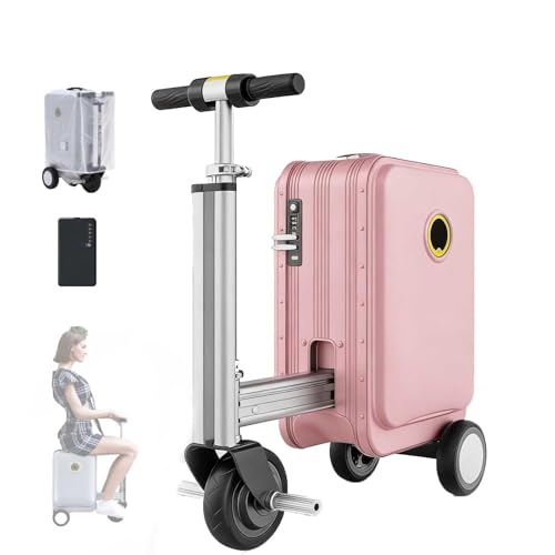aallwwsso Electric Suitcase – Electric Scooter Suitcase,Motorized Luggage For Adults,Suitcase With Seat & Power Bank, 8-9km Touring Range, For Teens & Adults pink