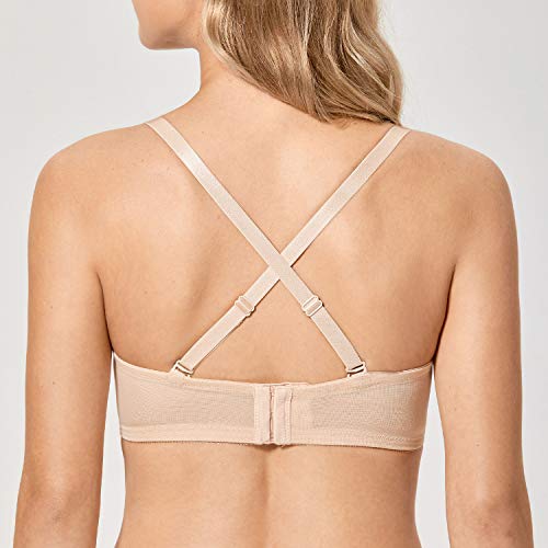 Delimira Women's Underwire Non Padded Seamless Strapless Bra Plus Size Beige 36D #TOP3