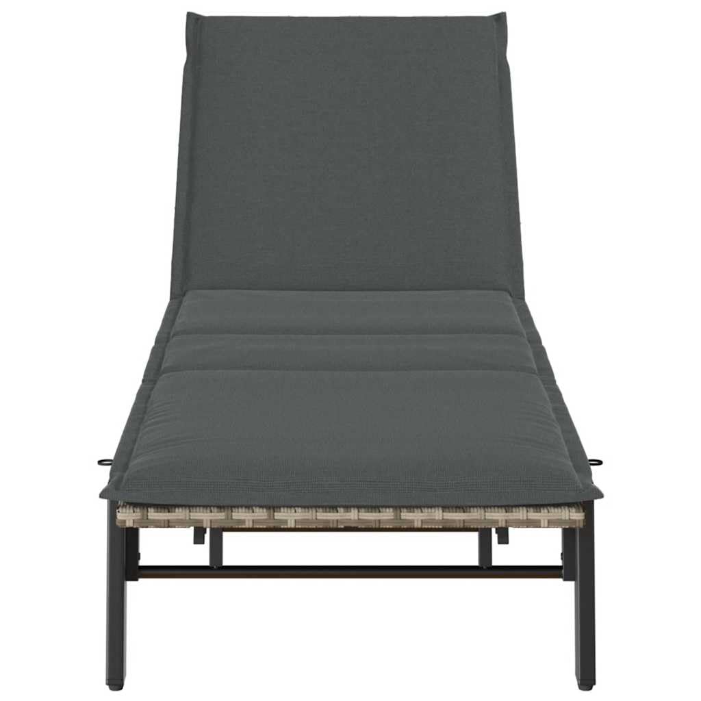 Genérico Silla Larga Poliratán Gris Claro con Cojín | Respaldo ajustable de 3 posiciones, funda extraíble lavable, estructura de acero termolacado, uso en exteriores