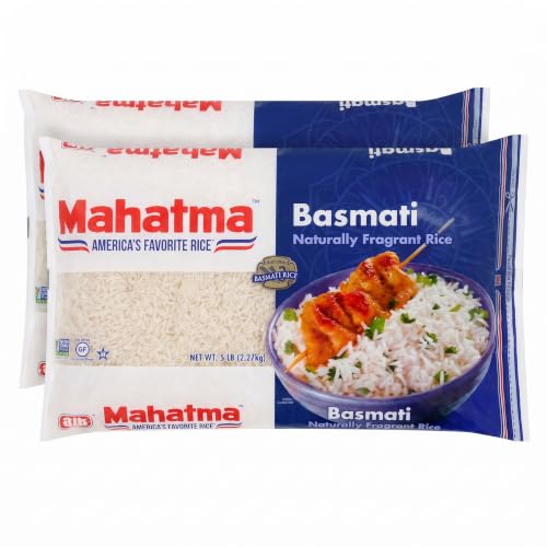 Mahatma Basmati Rice Long Grain, 80 oz White, 5 Pound Bag (Pack of 2)