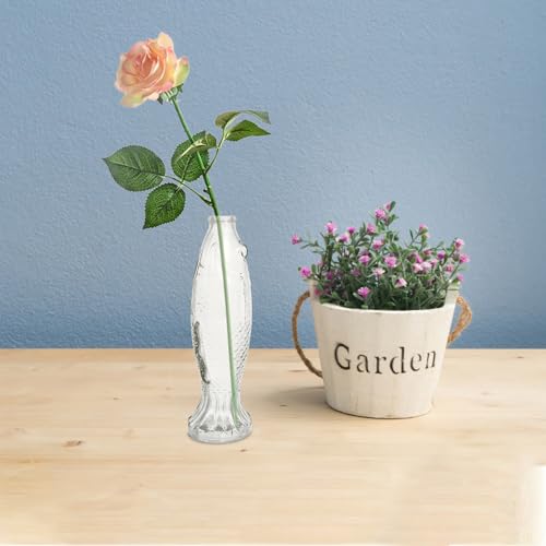 Botella de vidrio transparente con forma de pescado para decoración 7