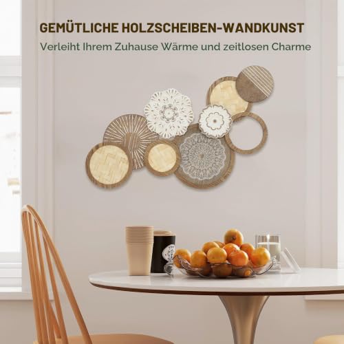 HOMCOM Moderne Holz Wanddekoration 83,8x44,5 cm Naturholz – Bild 3