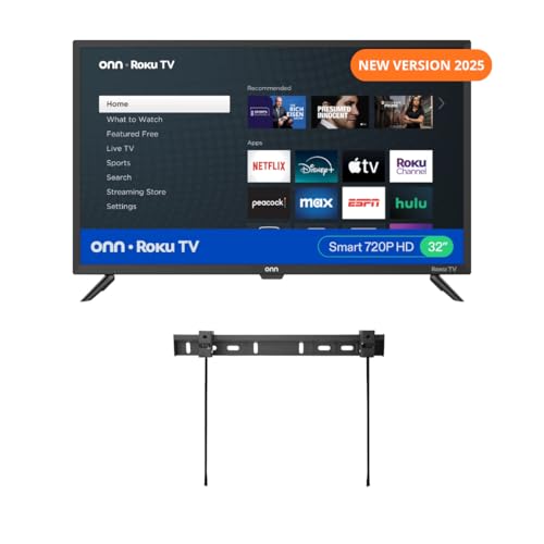 ONN 32-inch Roku Smart TV LED + Free Wall Mount with Wi-Fi Connectivity and Mobile App | Flat Screen...