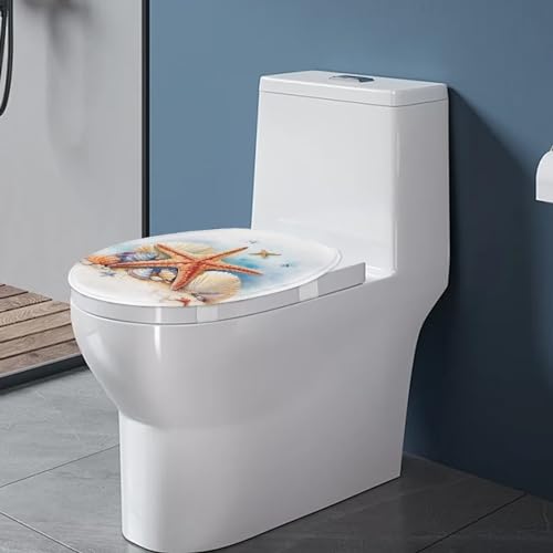 Bivxisrvo Starfish Print Bathroom Toilet Lid Seat Toilet Protector Cover Soft, Dustproof Polyester Fabric Toilet Seat Cover Covers Stains, Stays Clean, Easy To Install - Image 3