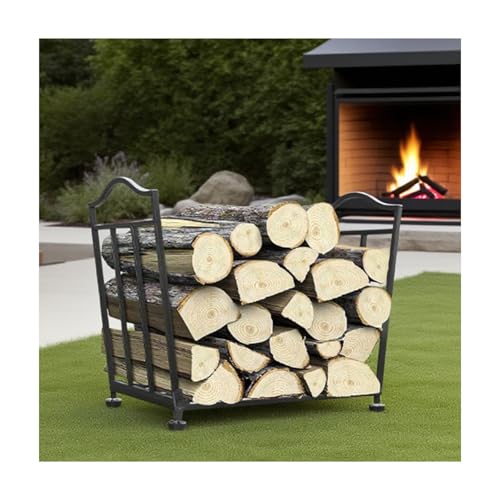Soporte de troncos de metal en forma de U, estante de leña de 2 niveles para chimenea y uso al aire libre, ideal para almacenamiento de jardín y hoguera, solución de almacenamiento de madera