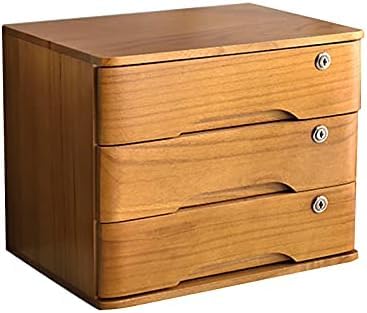 Archivador de madera con cerradura con 2 cajones para suministros de oficina y almacenamiento de documentos, caja de archivo plana que ahorra espacio para uso doméstico y de oficina