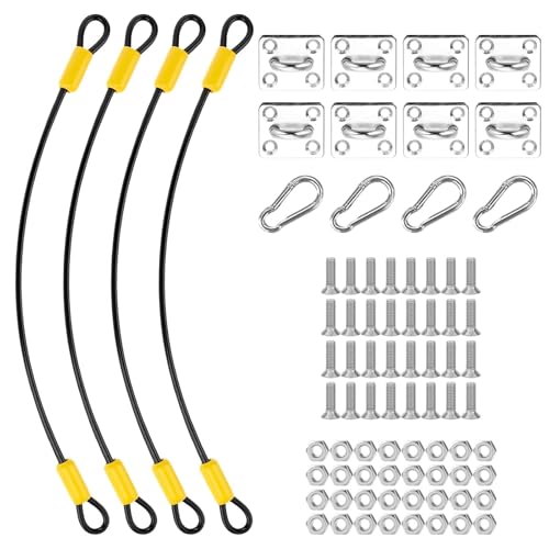 4 Pcs Universal Trash Can Lid Locks, Stainless Steel with Carabiner Clip, Prevents Animal Access, Fits All Outdoor Bin Sizes