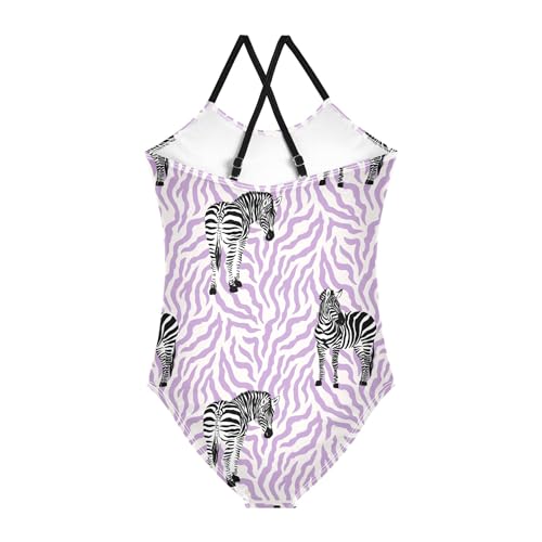Purple Zebra Print Baby Girls' Swimwear Toddler Girl One Piece Swimsuit Bathing Suits Size 3T-10Y2