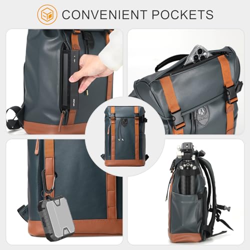 TARION Camera Backpack: Professional Camera Bag Backpack with 14 inch Laptop Compartment, DSLR Rucksack Photography Bag with Rain Cover for Lens Tripod Cameras(M,Blue) - Image 6