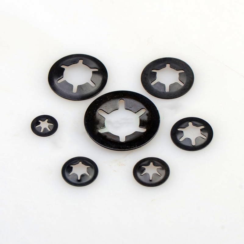500PCS 65 Mn Steel M3-M12 Star Lock Locking Washers Assortment Kit Plum Blossom Hole Retaining Ring Bearing Clip - (Color: 500PCS)