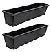 Produktbild BigDean 2er Set Blumenkasten mit Untersetzer 80 cm lang anthrazit - aus PP-Kunststoff - Balkon Pflanzkasten schmal Balkonkasten