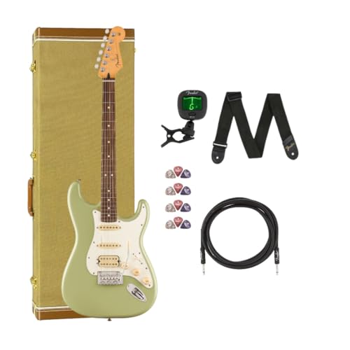 Fender Player II Stratocaster HSS Rosewood Fingerboard Birch Green Bundle with Hardcase, Cable, Tuner, Strap and Liberty Music Pick Pack(12)