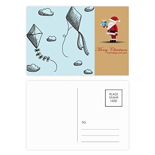 Cartes postales Père Noël peintes à la main en lot de 20 pièces géométriques