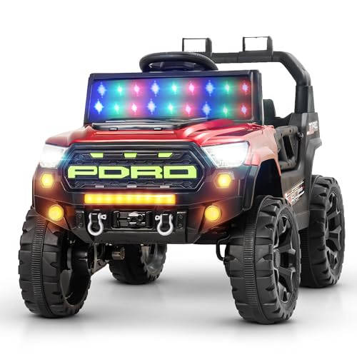 Image of Baybee Maverick Battery Operated Jeep for Kids with RGB Windshield Light, Bluetooth, USB & Music | Baby Big Ride on Battery Car | Electric Jeep Car for Kids to Drive for 2 to 6 Years Boys Girls (Red)