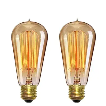 Desidiya  Edison Tungsten Filament Antique Glass Light Bulbs Vintage Base E27 Bulb Yellow Light for Home Decoration, Living Room, Hall, Balcony, Restaurant Bar Lighting (Pack of 2).