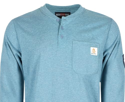 Image of BOCOMAL FR Shirts Flame Resistant Shirt 5.5oz 100% Cotton Light Weight CAT2 Fire Retardant Henley Shirts