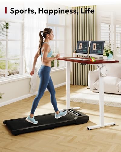 Image of SANODESK Electric Standing Desk 60 x 24 Inches Whole-Piece Desktop Height Adjustable Stand Up Desk w /6-Button Controller Ergonomic Computer Desk for Home Office, White Frame + Mahogany Tabletop