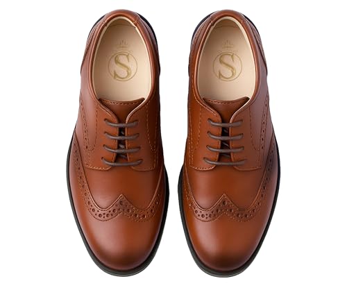 Chaussures habillées Brogue en Simili Cuir Verni pour garçons à Lacets Chaussures de Mariage Formelles Pageboy Taille 26