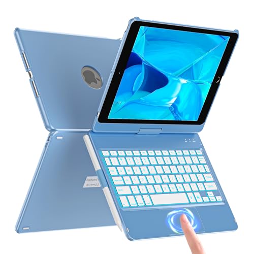aMZCaSE Keyboard Case for iPad 9th Generation(10.2',2021),Colorful Backlight,360° Slim Cover,...
