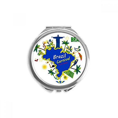 Mount Corcovado Brazil Maps Brazil Carnival Hand Compact Mirror Round Portable Pocket Glass image 2