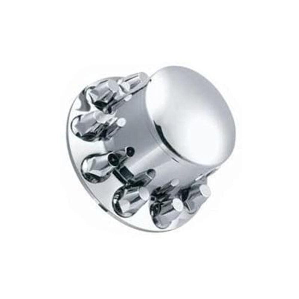 Fortpro Semi Truck Chrome Axle Wheel Cover Combo Kit w/ 33mm Thread-On Nuts Covers | F247500