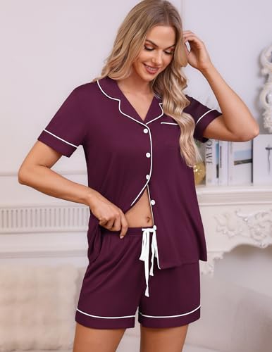 Image of HNG Pajama Sets for Women 2 Piece PJ Sets Short Sleeve Lounge Set Fashion Sleepwear XS-3XL