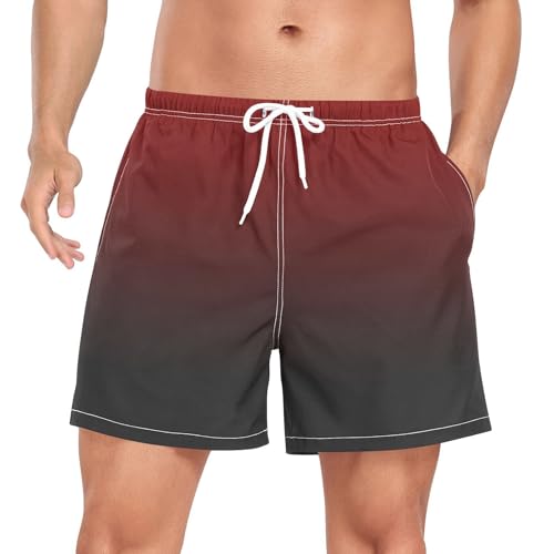 DOMIKING Gradient Mens' Swim Trunks Quick Dry Swim Shorts with Phone Pocket for Beach Gym