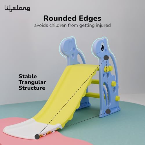 Image of Lifelong Cuppy Slide for Kids (2-4 Years) | Compact Indoor & Outdoor Baby | Durable Plastic & Rounded Edges Slide with Anti-Slip Steps | Stable Design & Easy Assembly Smooth Slider for Toddlers