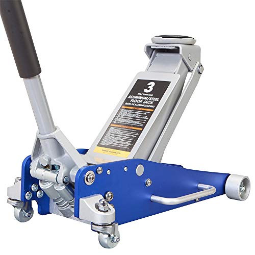 Hpdmc Hydraulic Low Profile Aluminum 3 Ton (6,000 Lb) Capacity And Steel Racing Floor Jack With Dual Piston Quick Lift Pump, Blue #TOP3