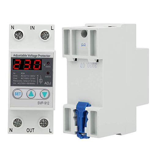 Image of Voltage Protector Adjustable Under Over Voltage Protection, Voltage Output Stabilizer for Home Office Appliance, Protector Current Stabilizer Voltmeter for House Protection(63A)