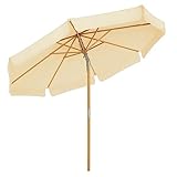 SONGMICS Sombrilla de Jardín de 3 m, Sombrilla Octogonal con Protección UPF50+, Mástil y Tacos de Madera, Basculante, Base no Incluida, para el Balcón de la Terraza, Beige GPU32BE