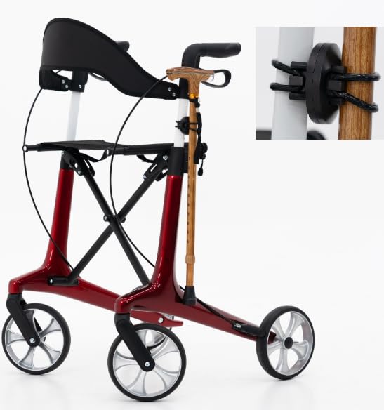 Carbon Fiber Ultralight Rollator Walker for Seniors with Seat & Brakes, Foldable All-Terrain 8