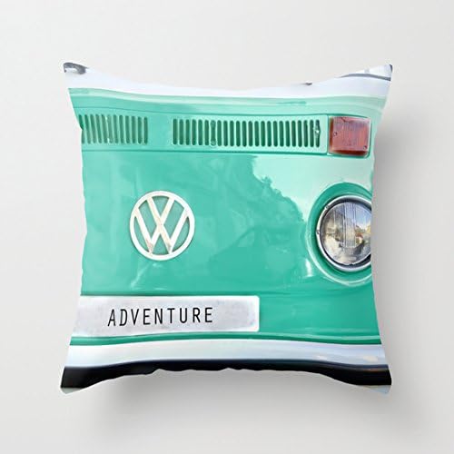 avimoDi Personalised Adventure wolkswagen. Summer dreams. Green Canvas Throw Pillow C.