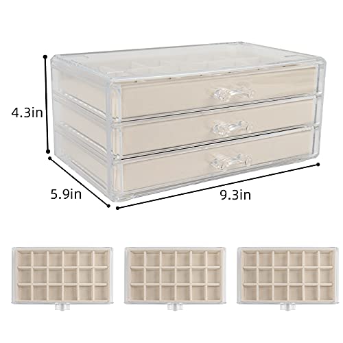 Nwvuop Schmuckschatulle Acryl Schmuckkästchen Ring aufbewahrung Schmuckaufbewahrung Organizer für ohrringe Ring Jewellery Organizer Beige