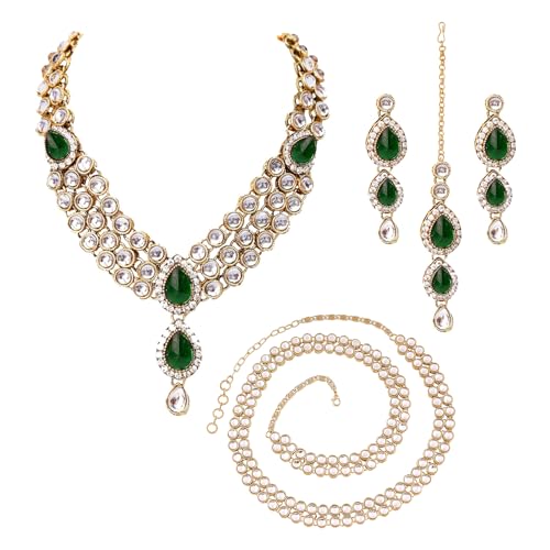Image of Peora Traditional Ethnic Kundan Pearl Traditional Jewellery Set Gift for Women