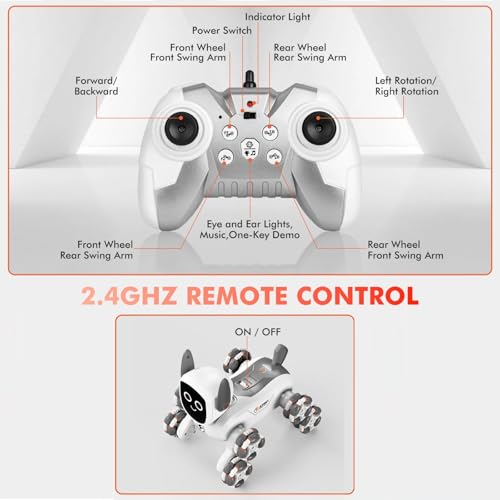 Image of SUPER TOY 8WD Remote Control Robot Dog RC Drift Car 8x8 Stunt Toy with Light and Music, Christmas Birthday Gifts for 5 6 7 8+ Years Old Boys Kids