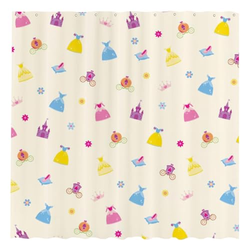 Funnytree Princess Dress Pattern Shower Curtain Fairy Tale Icons Bathroom