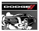 Detroit Shirt Company Dodge Challenger Metal Wall Sign - Dodge Black Speed Challenger Logo 16' x 12.5' Licensed and Authentic