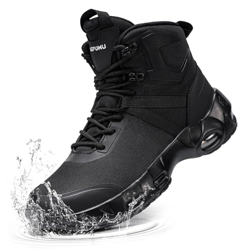 KEFUWU Military Tactical Boots Men Women Waterproof 6 Inches Lightweight Durable Side-Zip Combat...