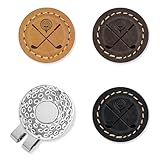 iSamzan Real Leather Golf Ball Markers: Magnetic Golf Ball Marker with Hat Clip for Women Men - Funny Golf Ball Markers for Putting Green (4PCS)