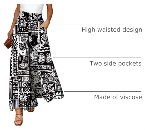 Image of Dokotoo Pants for Women Casual Elastic Waist Wide Leg Pants with Pockets
