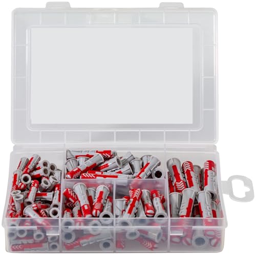 fischer Meister-Box Wohnraum, 132-teiliges Dübelset, 6-10 mm Durchmesser, für Heimwerker und Profis, universeller Einsatz - optimal für unbekannte Untergründe im Innen- und Außenbereich