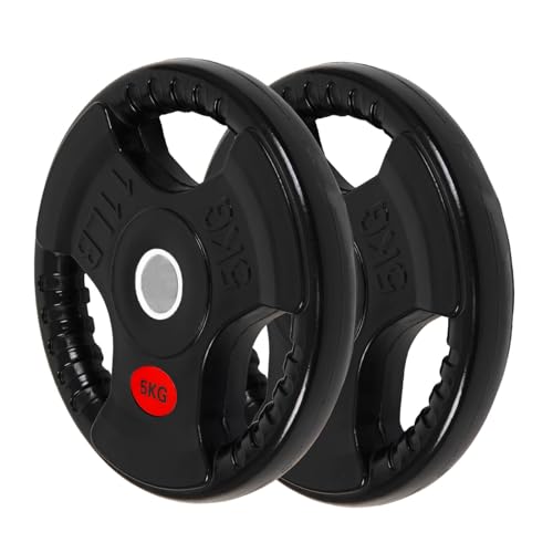 ALLinLIFE Discos Pesas, 2.5/5/7.5/10/15/20kg, Discos Mancuernas de Hierro Fundido Ø30/50mm, Antideslizante/Impermeable, Discos de Pesas Metálicas para Barras Olimpicos (Ø30mm-5kg*2)