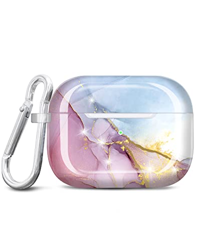 JIAXIUFEN for Airpods Pro 2nd Generation Case Cover Gold Plated Marble Design Protective TPU Skin for Women Girl with Keychain Compatible with AirPods Pro 2019/Pro 2 Gen Case 2022