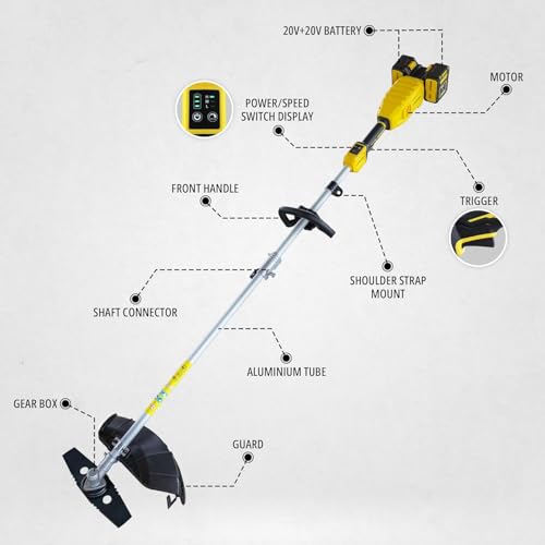 Image of IBELL VORMIR VR BB40-42 40V (20V+20V) Cordless Brush Cutter | BLDC Motor | 4500 /5300 /6000 RPM Triple Speed | O420mm Blade | Dual 4.0Ah Batteries | Heavy-Duty Trimmer | 12 Months Warranty