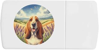Azeeda 'Happy Bassett Hound' Pill Box with Tablet Splitter (PI00036884)