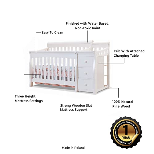Image of Sorelle Furniture Princeton Elite Crib and Changer Classic -in- Convertible Diaper Changing Table Made of Pine Wood Non-Toxic Finish Wooden Baby Bed Toddler Childs Daybed Full-Size Nursery - White